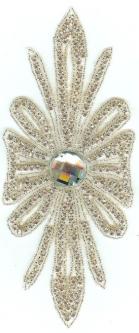 1203 Austrian Crystal Rhinestone Applique 3.5x9" iron or sew on